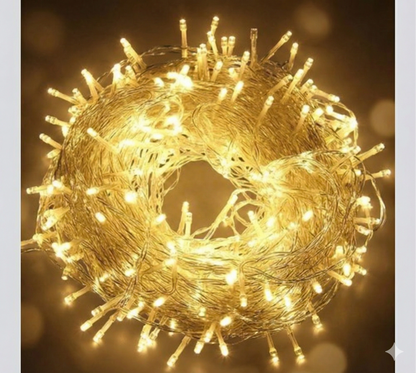 Yılbaşı Aydınlatması 100 Led Perde Hortum Sıcak Beyaz Işık - 10 Metre Dekoratif Şeffaf Kablolu Süs