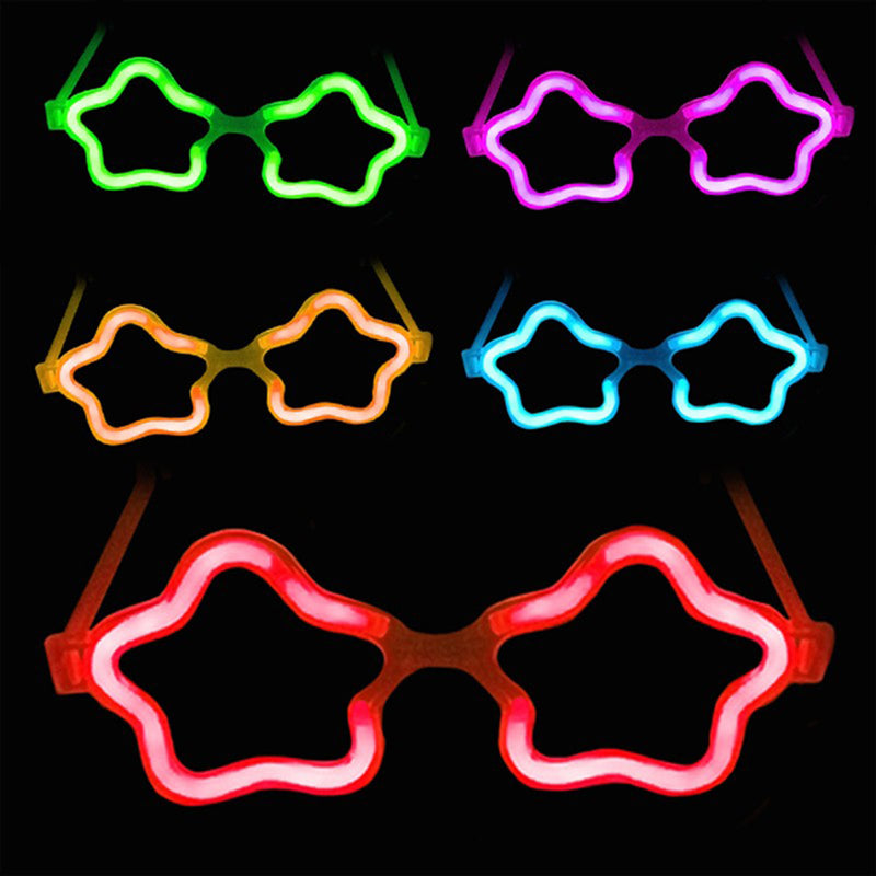 Yıldız Glow Gözlük - Yıldız Şekilli Glow Stick Gözlüğü - Glow Partisi Gözlük 12 Adet (5643)