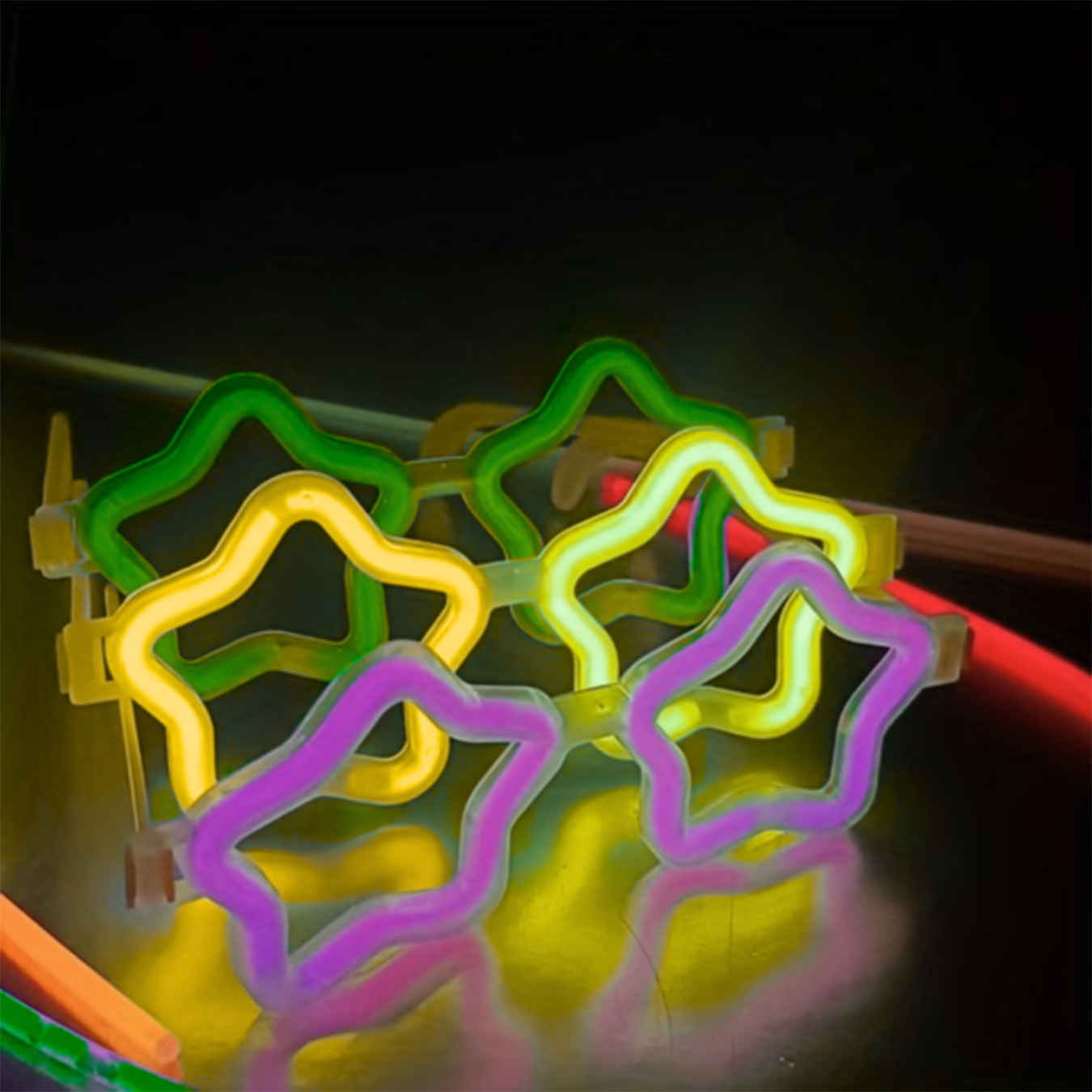 Yıldız Glow Gözlük - Yıldız Şekilli Glow Stick Gözlüğü - Glow Partisi Gözlük 12 Adet (5643)